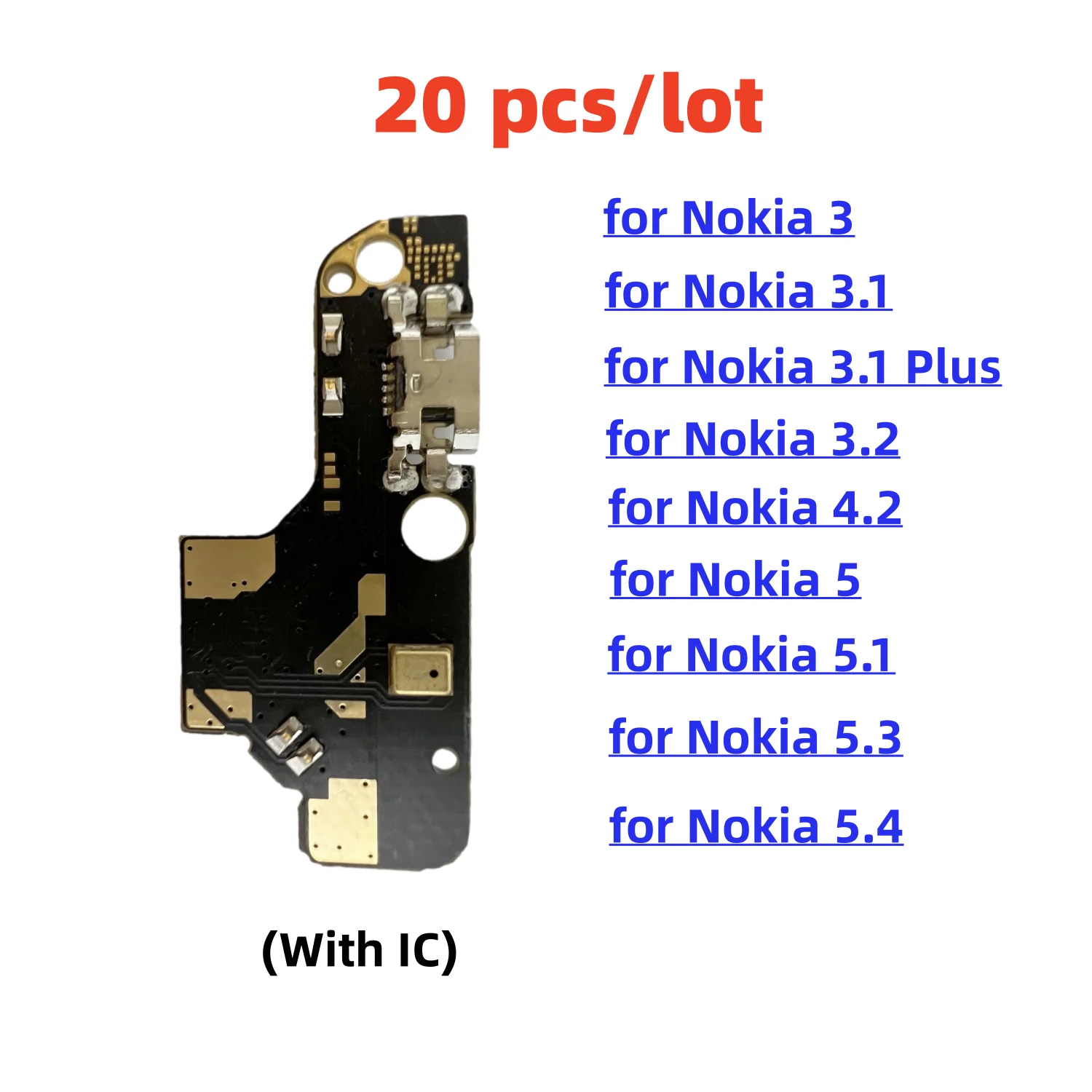 

20 Pcs/Lot, USB Charger Dock Connector Flex Cable For Nokia 3 3.1 Plus 3.2 4.2 5 5.1 5.3 5.4 Charging Board Plug Port