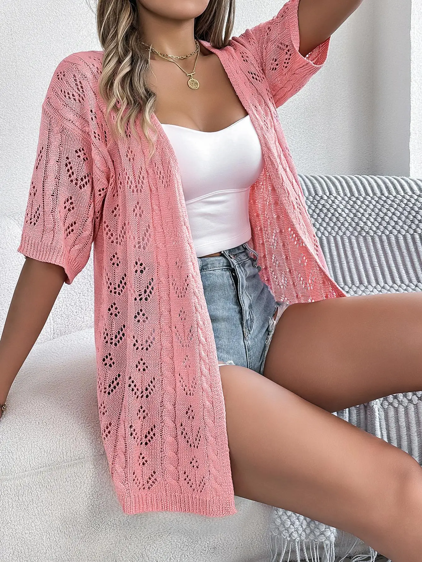 

Hollow out ort Sve Knitted Cardigan Vaion Sun Protection Cross-Border Women's Faion Spring Summer 2024 Sle