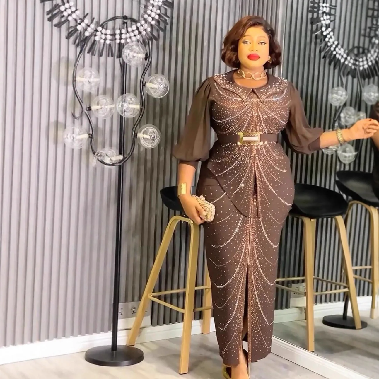 

2026 Plus Size African Party Dresses for Women Dashiki Diamond Bodycon Slit Long Dress Elegant Muslim Wedding Evening Gowns