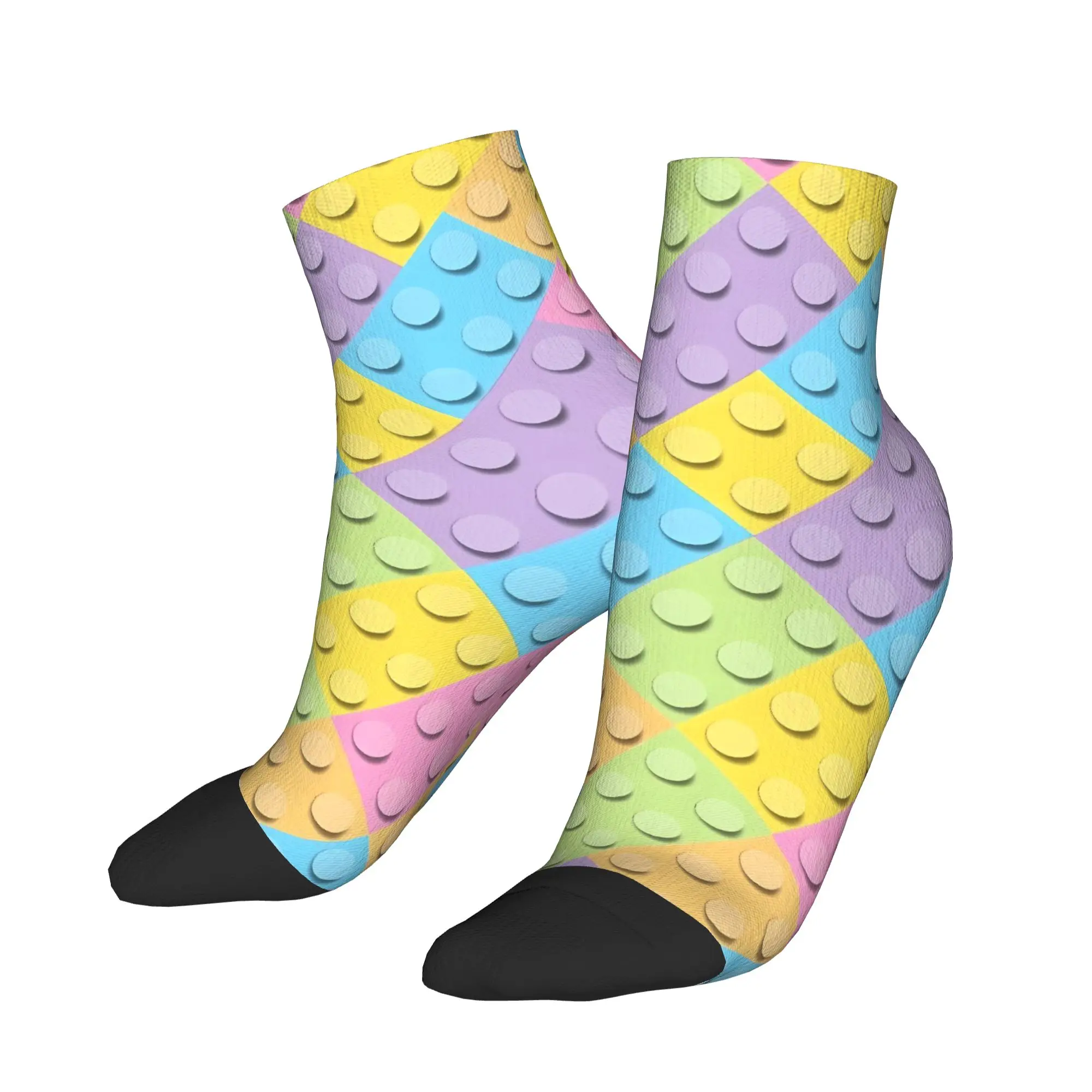 Pastel Diagonal Building Blocks Pattern Casual Socks For Unisex Men  Gothic Ankle Socks Summer Running Sports Non Slip Sock