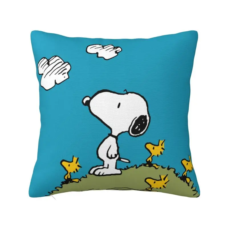 Custom Cute Cartoon Snoopy Throw Pillow Covers Home Decorative Cushions Cover For Sofa Car Seat Square Polyester Pillowcase