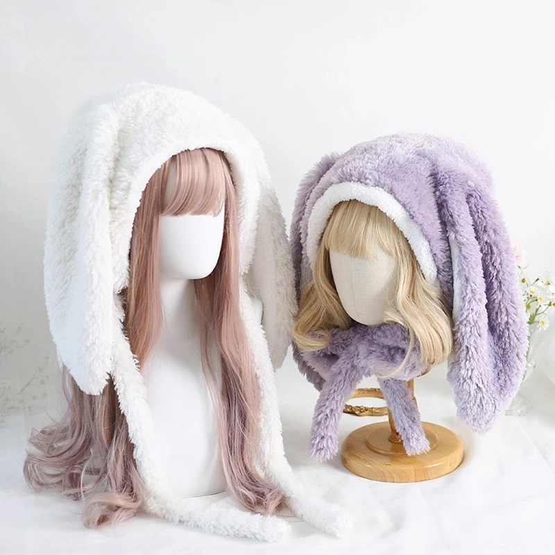 

Original Handmade Hanging Ear Rabbit Warm Hat Lolita Sweet and Cute Long Rabbit Ears Plush Lei Feng Hat Cashmere Hat
