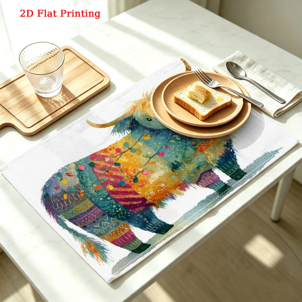 1Pc Bohemian Style Placemat Colorful Yak Print Table Mat For Kitchen Dining Party Decoration Use 30X40Cm Cover