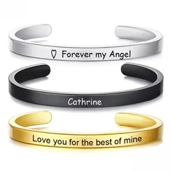 Customized Basic Classic Bangle for Men Women Glossy Stainless Steel Plain Cuff Bracelet Personalized Name Birthday Gift