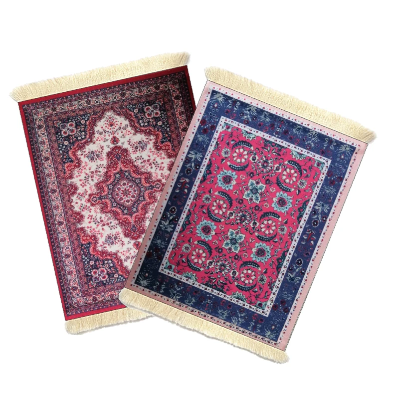 2-Piece Set Persian Style Rug Mouse Pad Oriental Carpet Style Small Mouse Pad Computer Mousepad for Table Decor Coffee Coasters