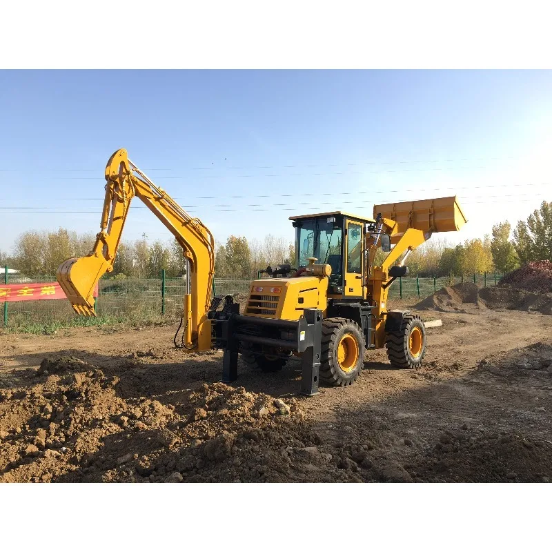 لودر حفارة حفار 4 × 4 - حفارة مشغولة ذات طرفين مباشرة من المصنع مع خيار دلو 6 في 1، محمل عجلات