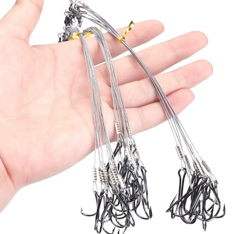 linha-de-pesca-de-20cm-com-ganchos-duplos-10-pecas-corda-de-fio-de-aco-resistente-a-mordida-varios-estilos-disponiveis-para-varios-aquaticos