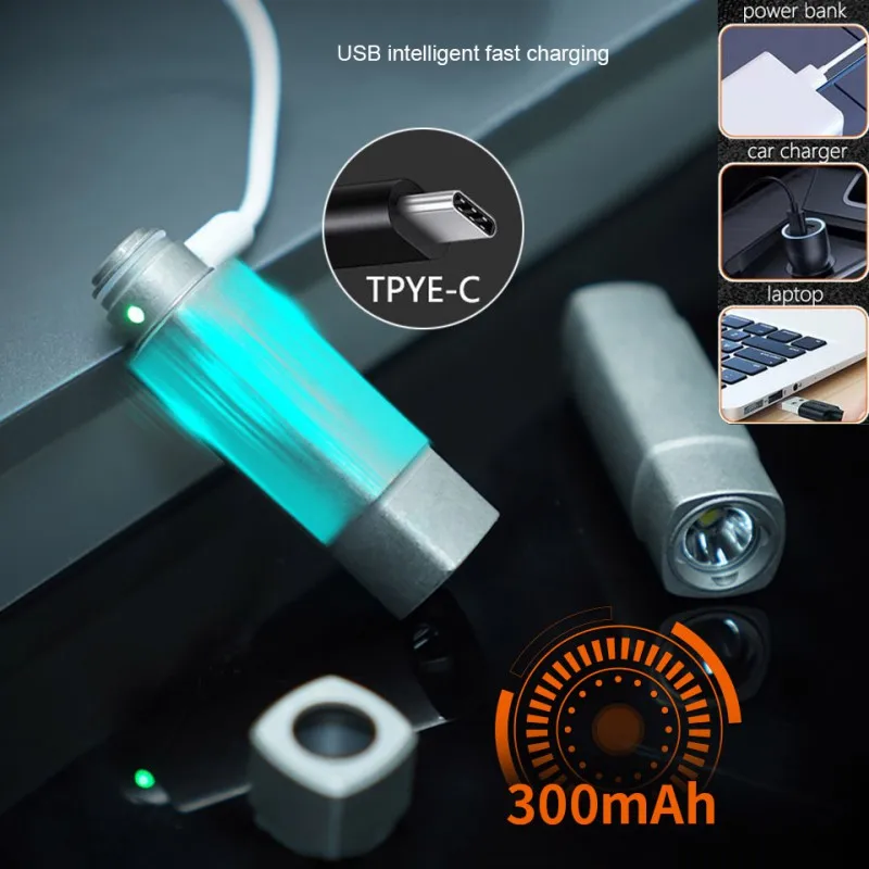 Titanium Alloy Emergency Flashlight Rechargeable Keychain Light with Necklace Outdoor Survival EDC Tool Pocket LED Strong Light - Image 3