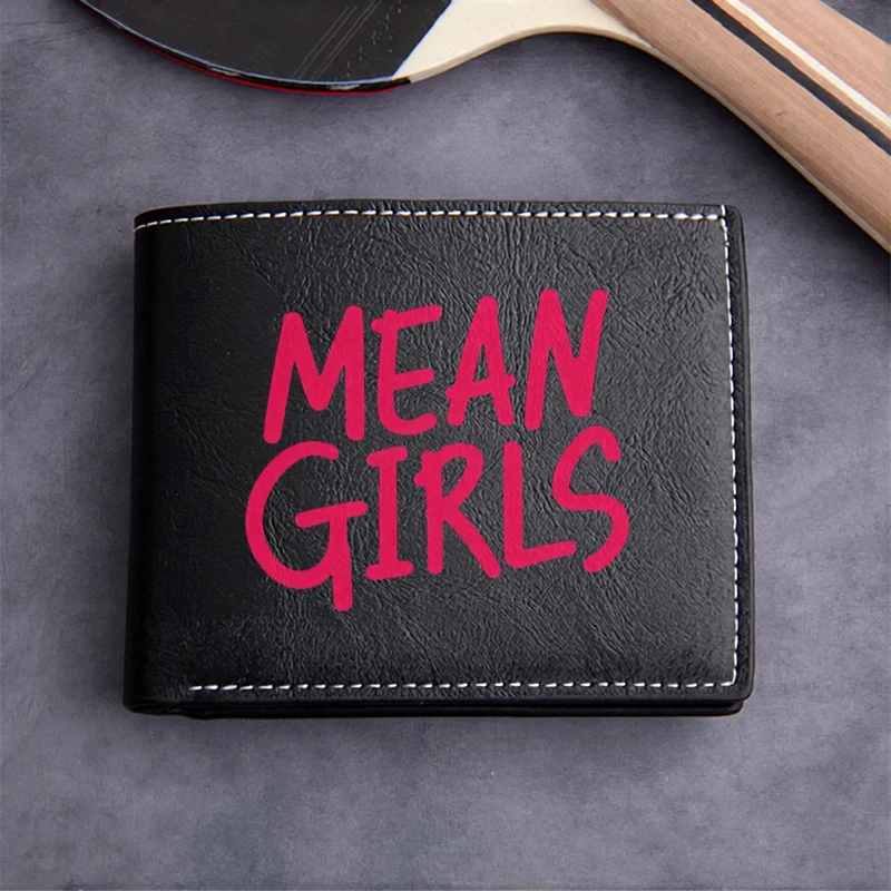 MEAN GIRLS BLACK PU LEATHER BI FOLD WALLET FOR MEN LIGHTWEIGHT DURABLE DESIGN CLASSIC STYLE MODERN TOUCH HIGH QUALITY FINISH