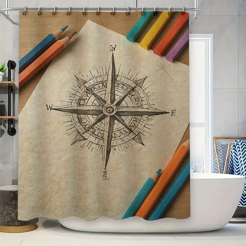 

Украсьте свою ванную комнату с помощью нашего винтажного комплекта занавесок для душа с компасом и красочными карандашами идеально подходит для детей или всех, кто любит.