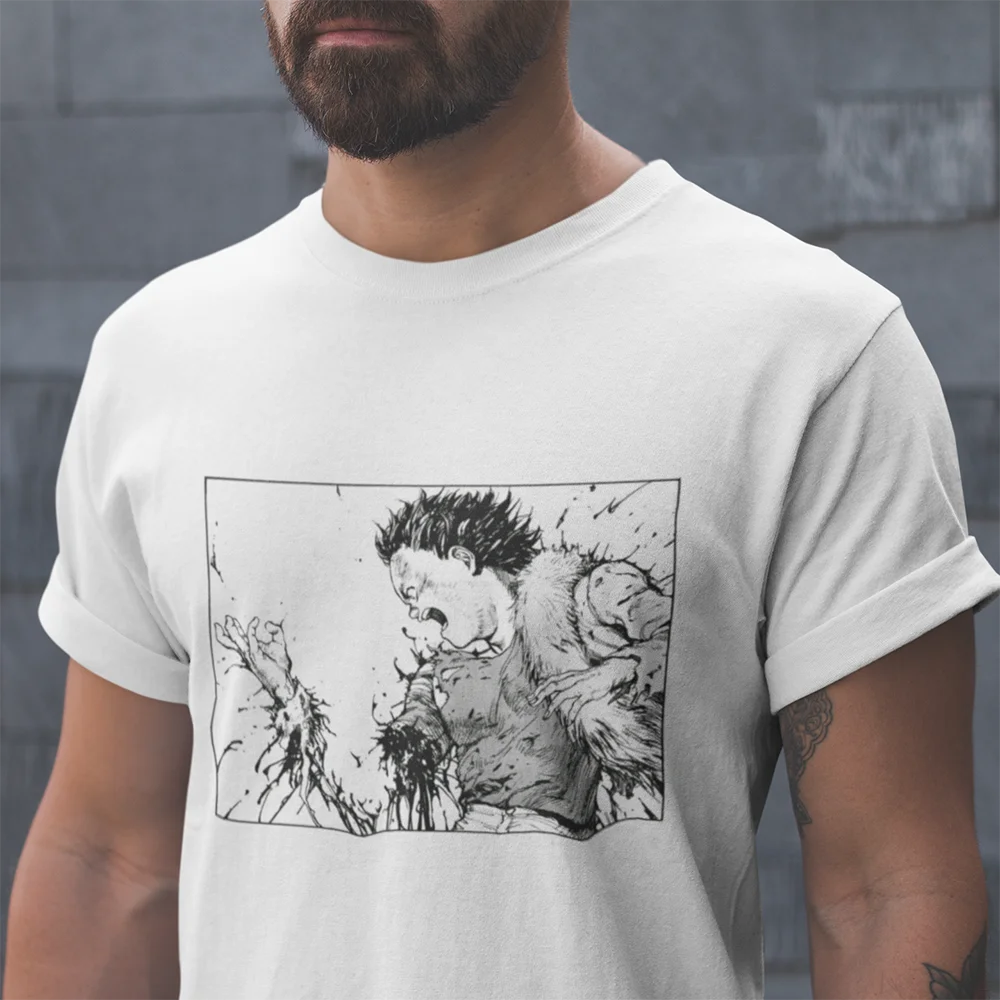 Männer Akira Tetsuo Zu Verlieren Arm T Shirts Manga Kaneda Japanischen Anime Neo Tokyo 100% Baumwolle Kurzarm Tees Geschenk idee T-Shirts