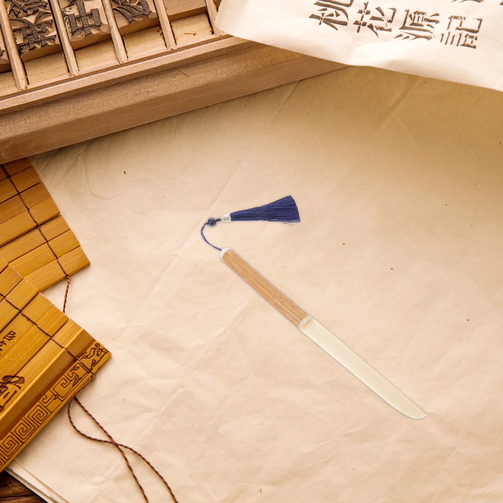 Sturdy Bamboo Xuan Paper Cutter for Calligraphy and Painting Portable Elegant Cutting Tool Paper Cuter Envelope Opener