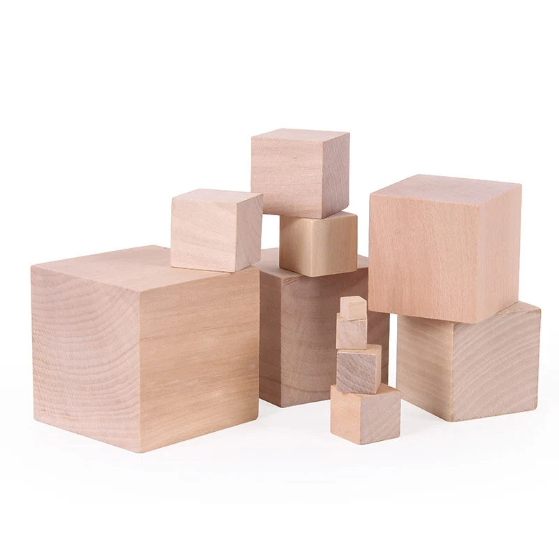 10-100Pcs Unfinished Blank Mini DIY Wooden Square Blocks 1-3cm Wood Solid Cubes for Wooden Craft Kids Toy Puzzle Making Material
