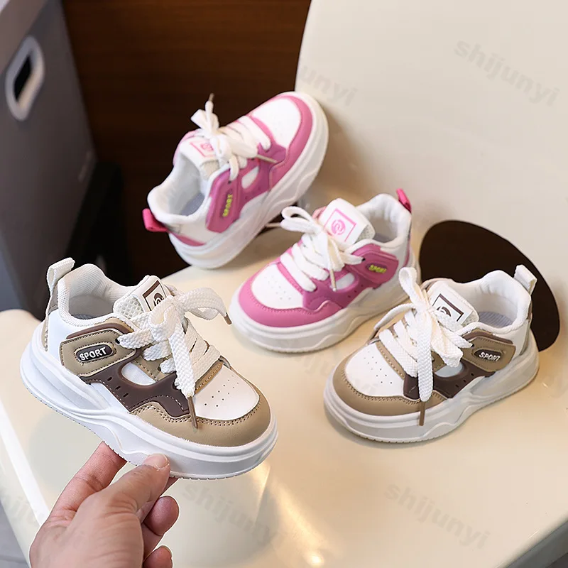 

Children's Sports Casual Shoes 2025 Spring Girls' Fashion Trend Outdoor Thick Sole Shoes Color Block Comfortable Chunky sneakers