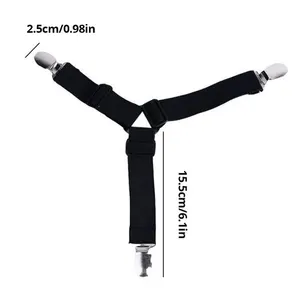 Fixadores de lençol de cama, 4 unidades, suporte, gadgets para organizador de lençol, capa de colchão, clipe para casa, tiras elásticas, clipes ajustáveis 12 principais vendas haidasem bed sheet - №3