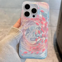 Korean Blue Ocean Red Carp Vortex Pattern Phone Case For iPhone 13 15 11 12 14 16 Pro Max Water Ripple Silicone Soft Cover Funda