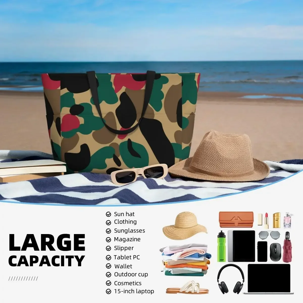 APE-Bape bolsa de Playa Grande de verano, Ideal para playa, viajes y Camping