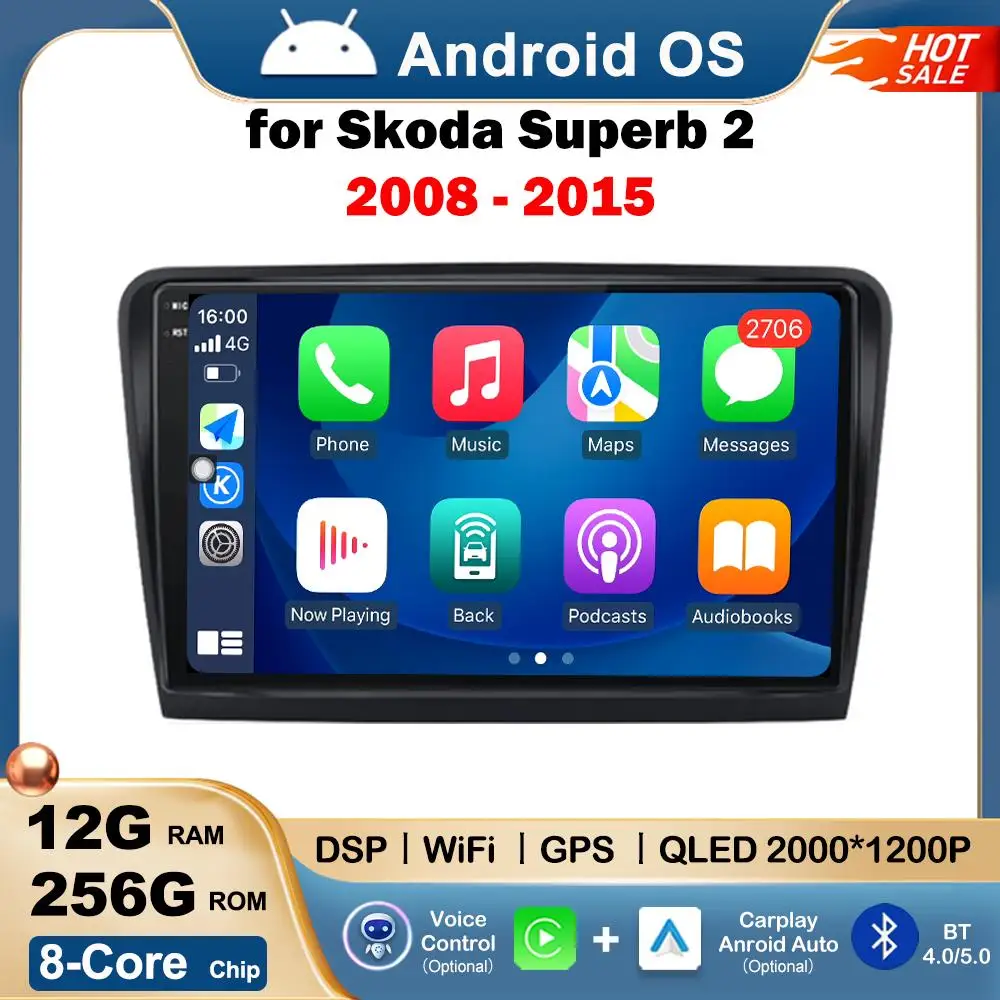 

Android OS 10 '' for Skoda Superb 2 2008 - 2015 Car Radio Multimedia Video Player Navigation GPS Wireless Carplay 4G DSP Stereo
