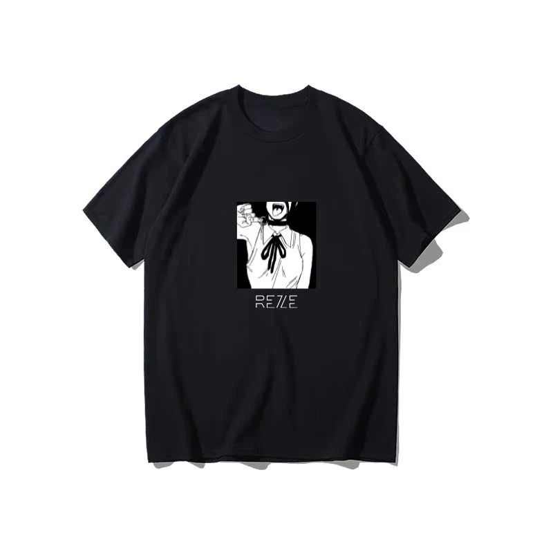 2025 Inverno e Autunno Motosega Uomo T-shirt Bomb Devil Reze Merchandise Manica corta Anime Stile giapponese T-shirt nera Abbigliamento