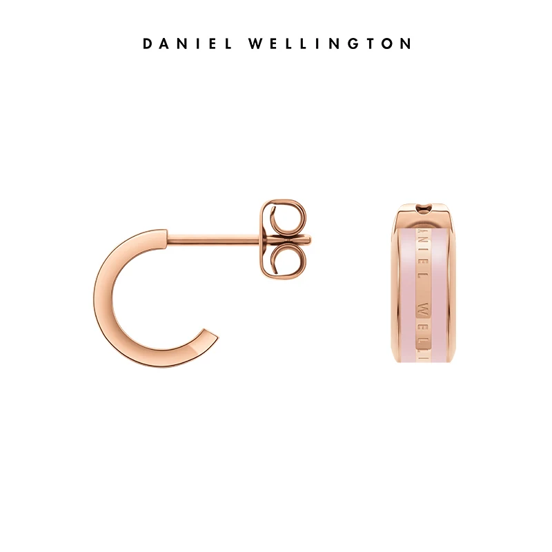 Daniel Wellington Emalie Earrings Cherry Blossom Rose Gold Light Pink Red Blush Enamel Stud Earrings Women Luxury Jewelry Gift