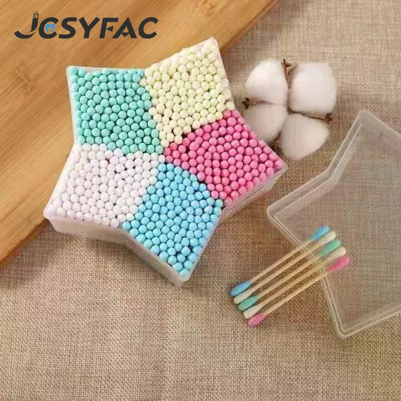 500Pcs/Box Clean Sanitary Swab Color Double-headed Cotton Swab For Makeup Remover Ears Cotton Swabs Cosmetic Tool