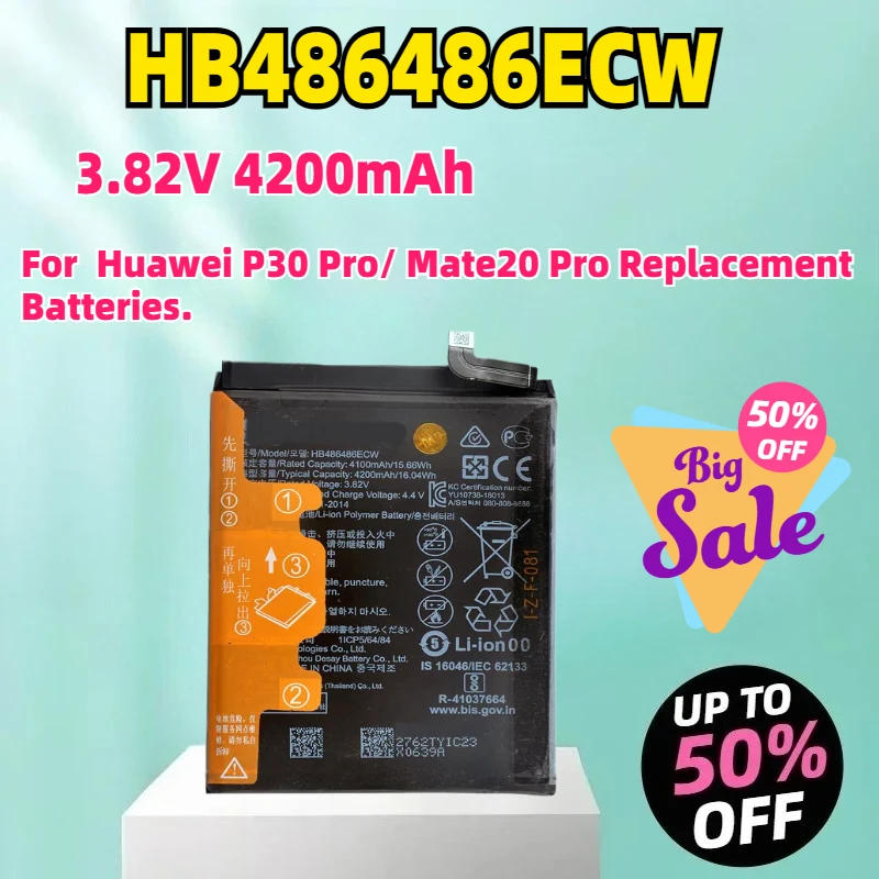 

HB486486ECW 3.82V 4200mAh Phone Battery For Huawei P30 Pro/ Mate20 Pro Replacement Batteries.