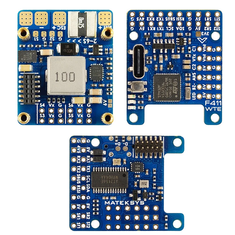 Matek Mateksys F411-WTE Flight Controller STM32F411 Built-in BEC 5V Output 2-6S ESC 90A Current Senor For FPV Fixed Wing Plane