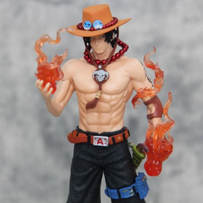 New 25cm One Piece Gk Fantasy Third Anniversary Flame Ace Miniature Version Figure Model Statue Anime Peripherals Toy In Stock