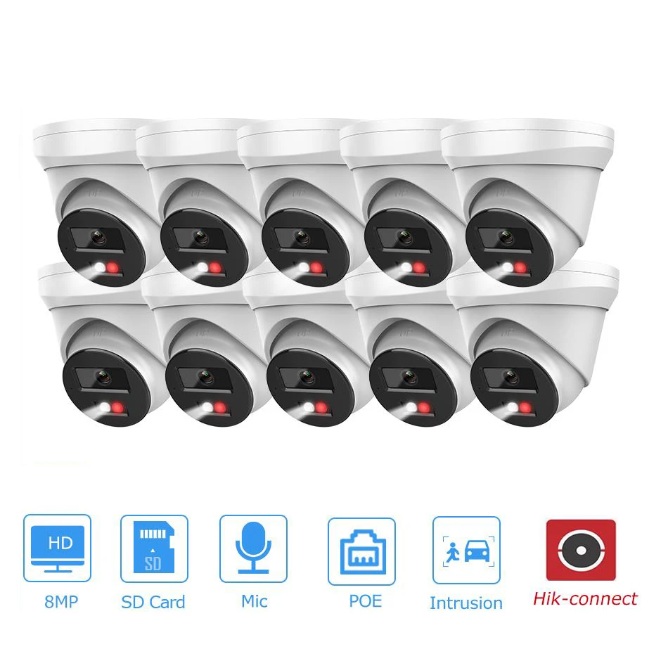 

10PCS 8MP Smart Hybrid Light IP Camera Built-in Mic SD Card slot Surveillance IP Cameras