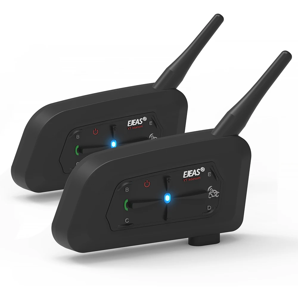 EJEAS V7 بلوتوث دراجة نارية إنترفون خوذة سماعة 7 الدراجين البيني التواصل 1200 متر إلغاء الضوضاء المقود عن بعد