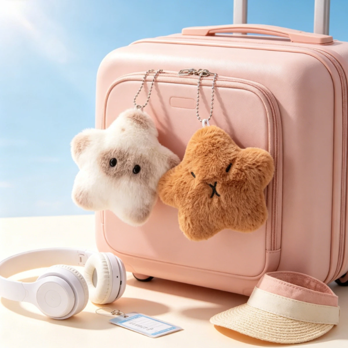 Chaveiro Fofo de Urso Estrela de Pelúcia, Boneca de Urso Estrela de Pelo Sintético, Pingente de Corrente de Contas, Charm Kawaii para Mochila, Mini Presente para Bolsa Feminina