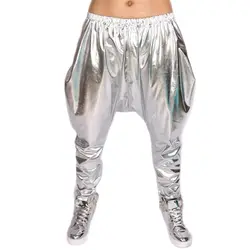 Heroprose Brand 2023 New Personality Silver Big Crotch Trousers Stage Performance Costumes Harem Hip Hop Skinny Pants