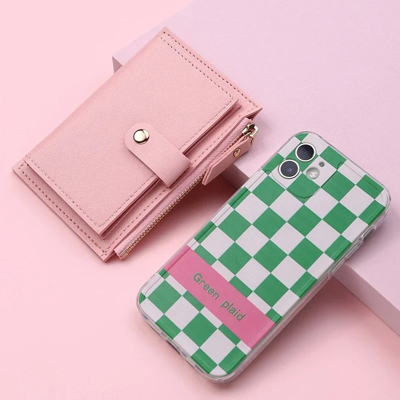 Credit Card Holder Purses for Women Cardholder Wallet Simple Slim PU Leather Women's Wallets with Zip Coin Pocket Lady Money Bag