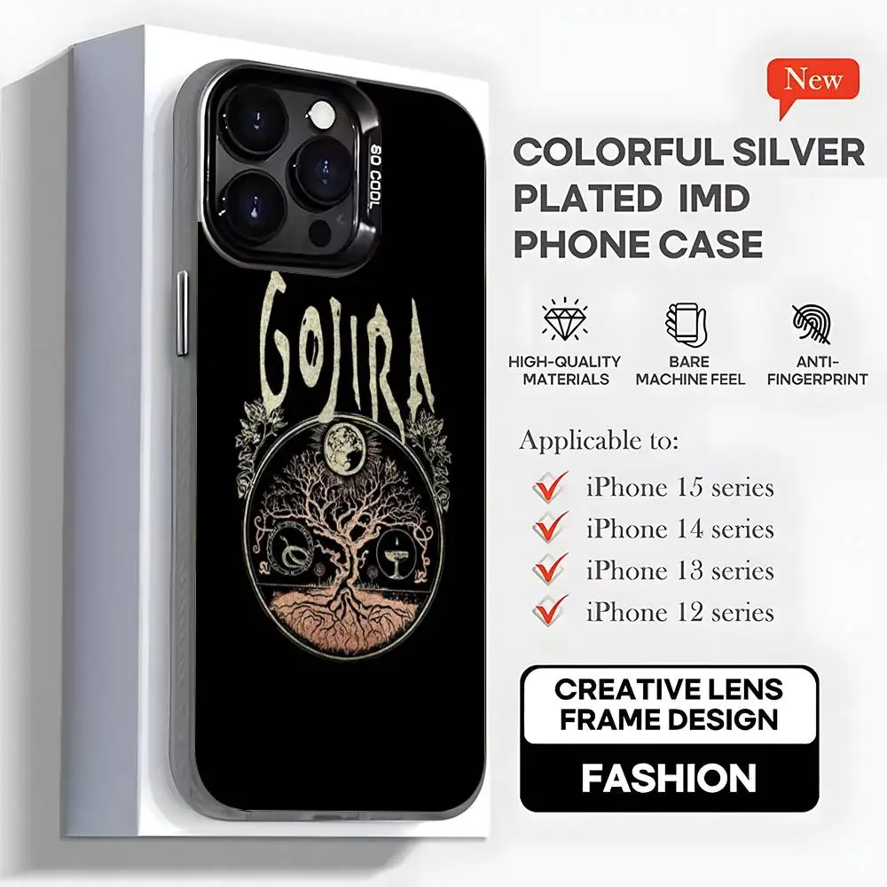 حافظة هاتف Band G-GojiraS Mea Culpa لهاتف iPhone17,16,15,14,13,12,11,Mini,Pro,MAX,plus,غطاء أسود غير لامع مقاوم للصدمات