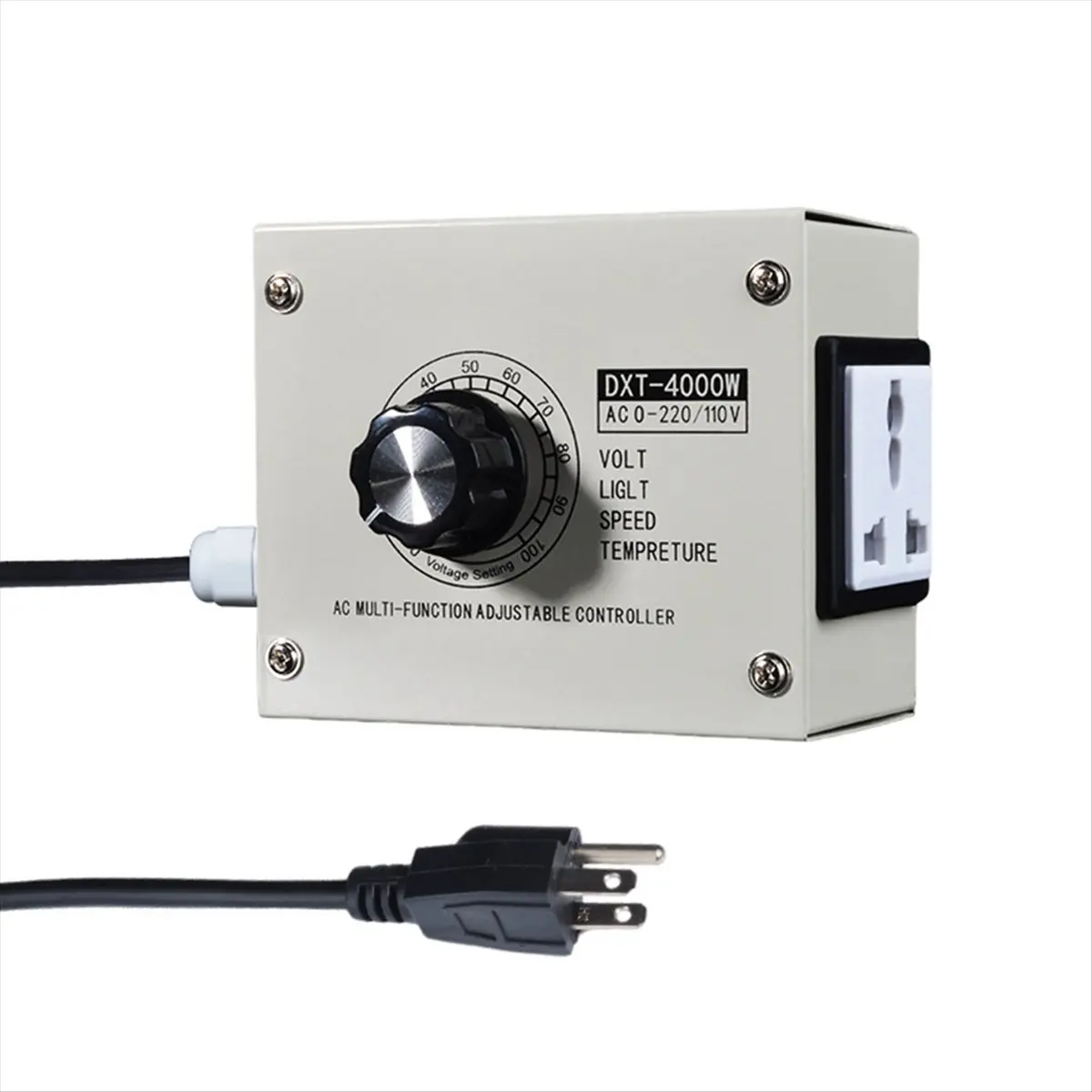 AT42 Adjustable Voltage Regulator 4000W SCR Adjustable Dimmer Speed Temperature Stepless Variable Speed Belt US Plug