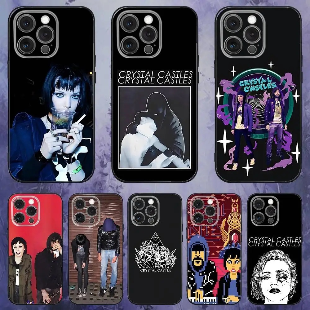 

Band C-Crystal C-Castles Phone Case For iPhone 17,16,15,14,13,12,Pro,Max,Plus,E,SE4,Air,Mini Black Soft Box