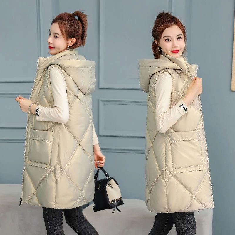 

2025 Autumn Winter Women's Cotton Vest Detachable Hood Slim Fit Lightweight for Layering Streetwear​