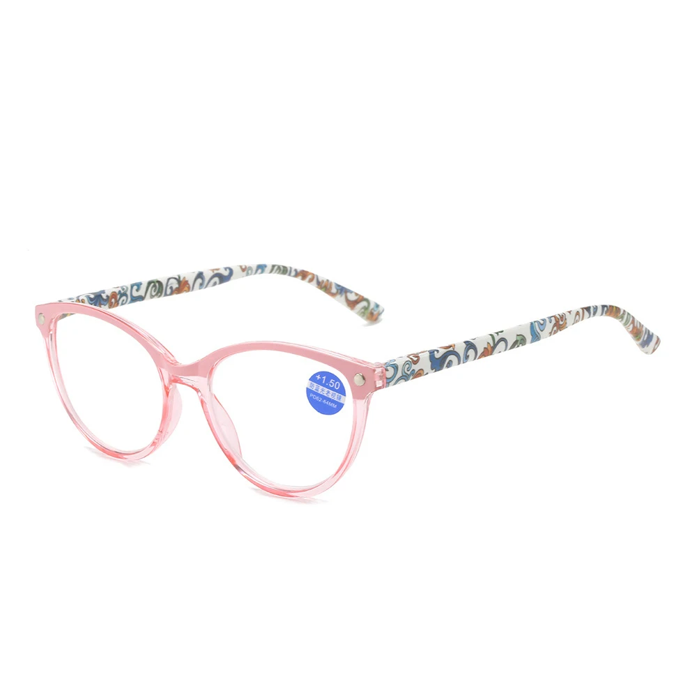 Round Pink Reading Glasses Retro Women Presbyopia Clear Vision Magnifier Eyewear For Sight Diopters+0.25 +1.75 +2.25 +1.75 +6.0