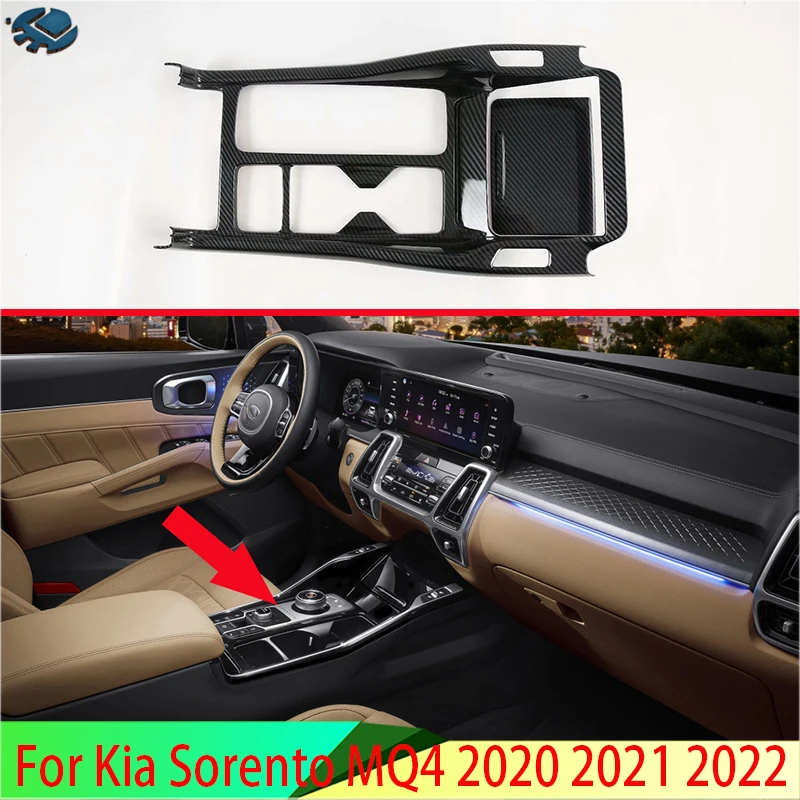 

For Kia Sorento MQ4 2020 2021 2022 Car Accessories Carbon Fiber Style Gear Shift Panel Center Console Cover Trim Frame