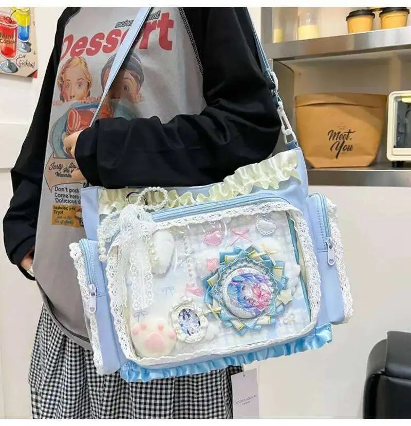 Neue Japanische Süße Schleifen-Ita-Tasche, Lolita-Mädchen Transparente Handtaschen, Modische Große Kapazität Tragetasche, Ästhetische Schultertaschen – Detail 37