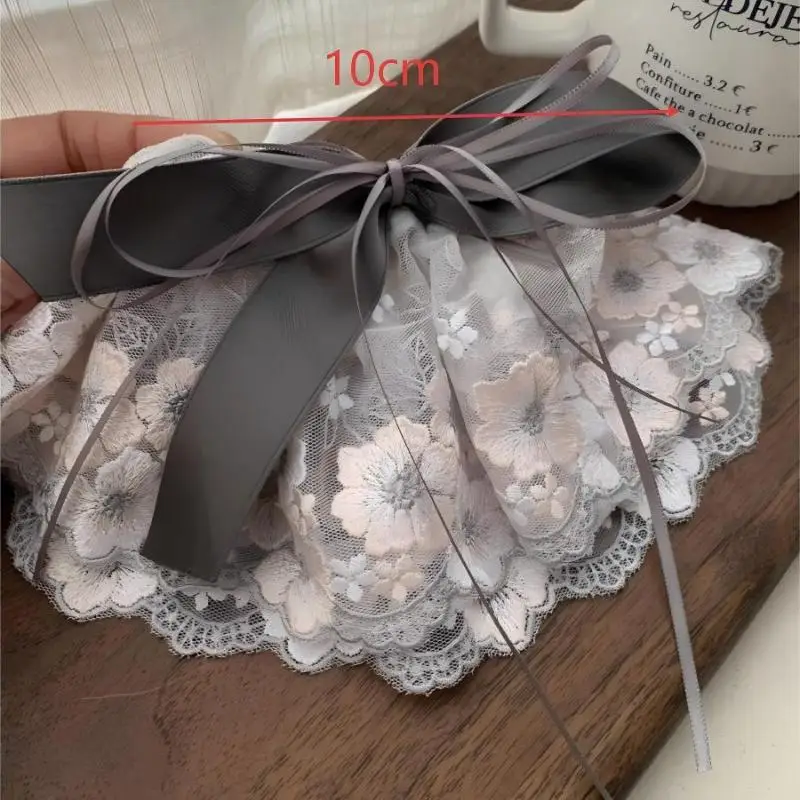 Koreanische Spitzen-Haarspange mit Schleife für Damen, Vintage Blumen-Haarklammer, Halber Pferdeschwanz-Haarnadel, Süße Haaraccessoires, Mädchengeschenk – Detail 7