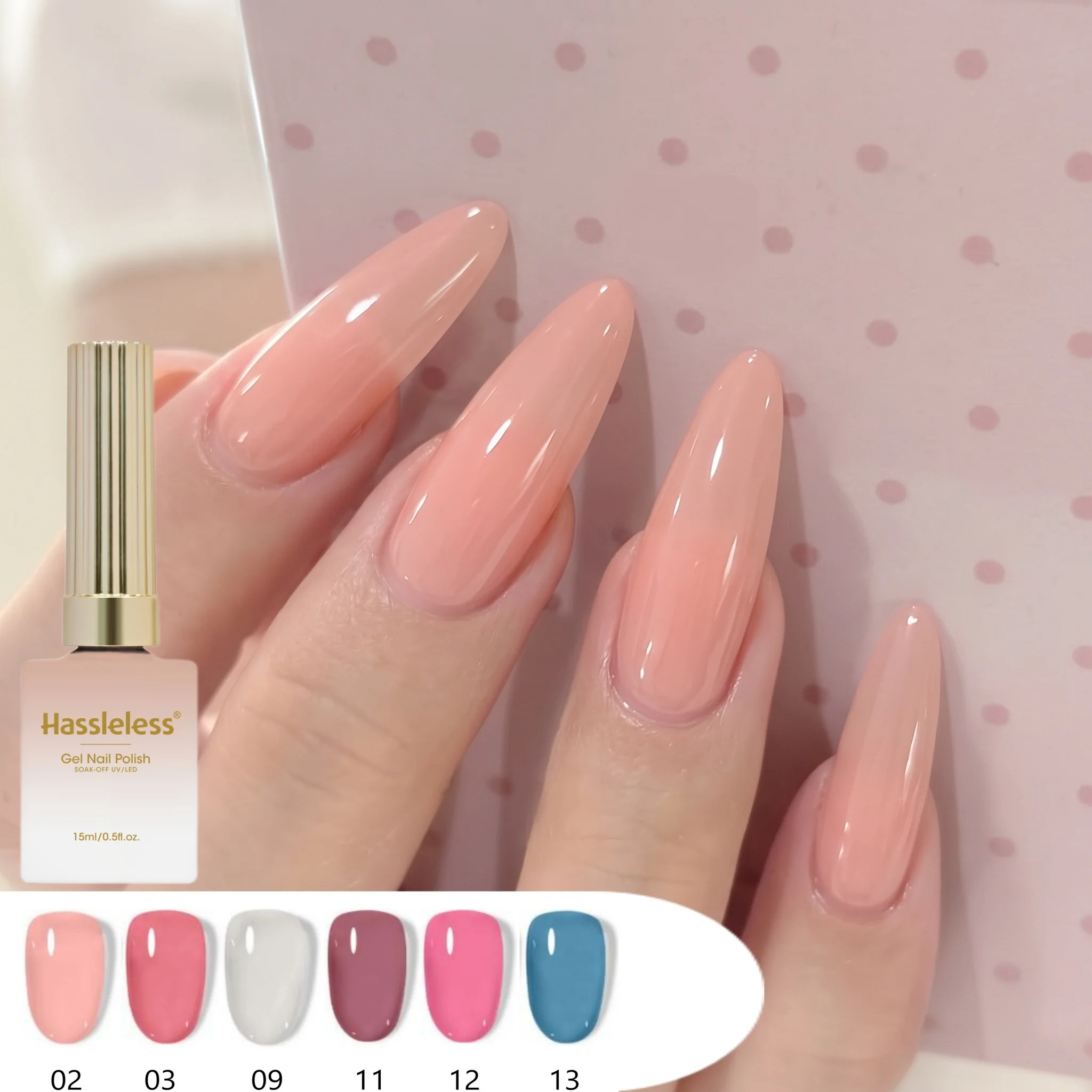 Hassleless 6Pcs Jelly Translucent Nail Polish Gel Set Nude Pink White Blue Bean Paste Uv Removable Gel Home Manicure Set