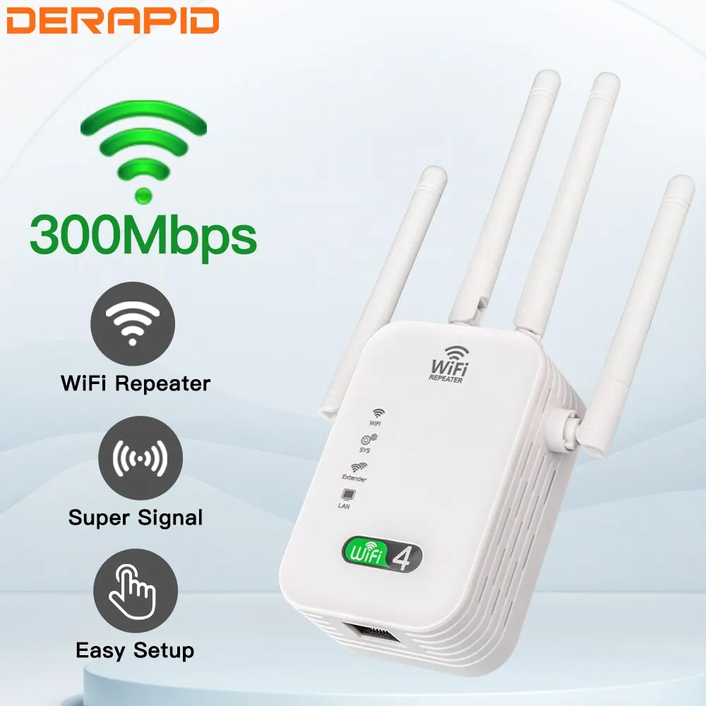 300M WIFi Repeater Wi-Fi Amplifier 802.11N 2.4GHz Wireless Signal Booster Smart Power Extender For Office Home Easy Setting