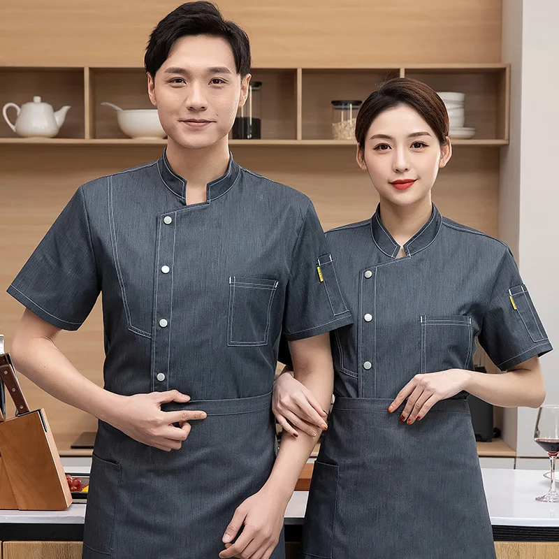 زي عمل الشيف الصيفي للمخبوزات الخبازية بأكمام قصيرة زي طاهٍ للمطبخ في الفندق