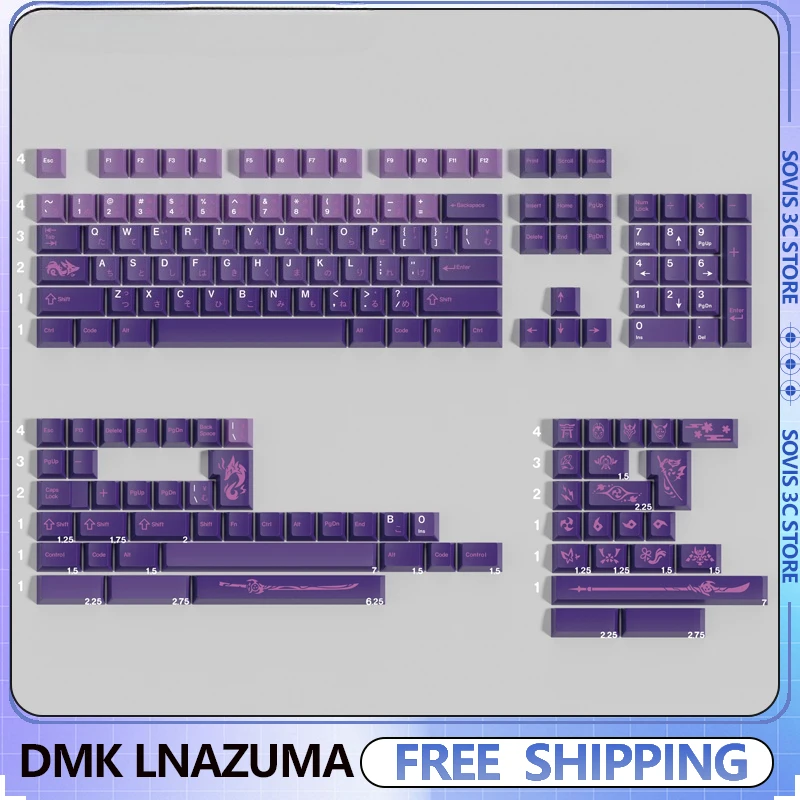 

DMK Lnazuma Keycap Set Cherry Profile Keyboard Caps PBT Sublimation Custom Personality Game Keycaps Mechanical Keyboard Keycaps