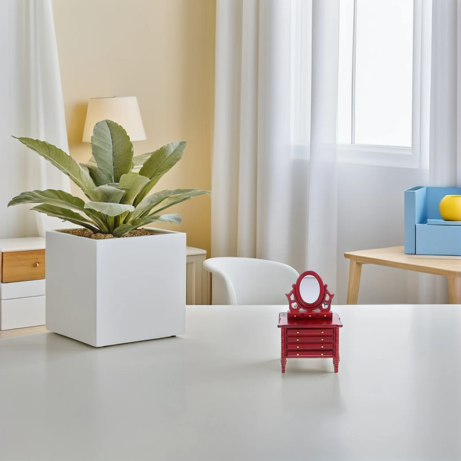 ミニドレッシングテーブル家具ドールハウスキャビネットサイドボード寝室ミニチュアドレッサーモデル女の子用化粧台ヴィンテージデスク