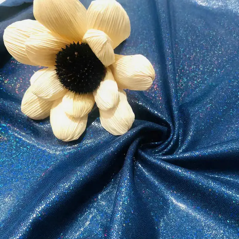 Laser Iridescent Fingerprint Dot Fabric, Colorful Shiny Gold Hot Stamping Fabric, Stage Background Fabric, Cheerleading Fabric