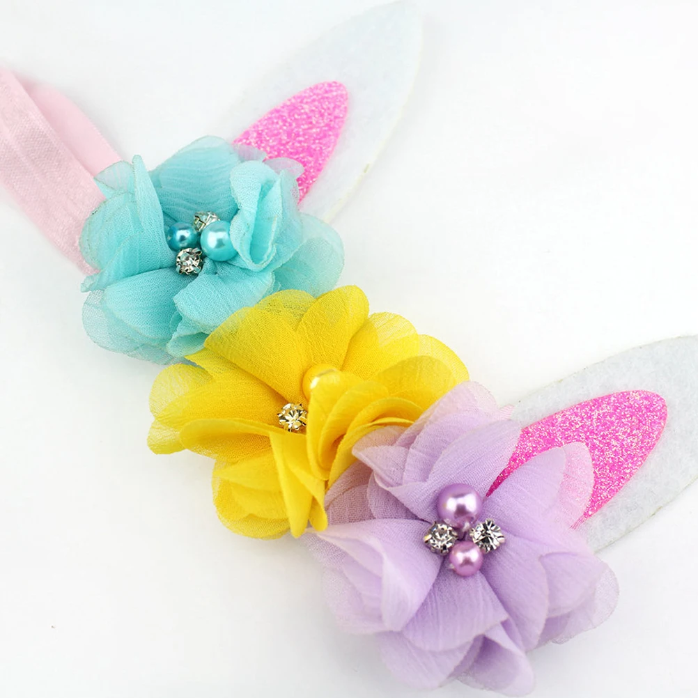 

Elastic Bunny Ear Headbands Colorful Hair Accessories Beaded Wrap Children Headdress Soft Material Non Pulling Perfect Shower