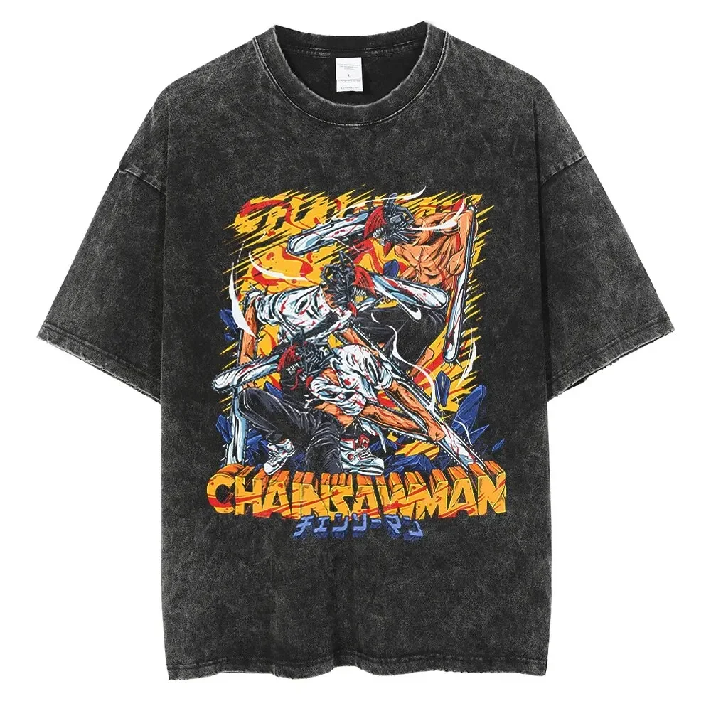

2025 Hot Chainsaw Man Cute Makima T-shirt Anime Shirt Vintage Men's T-shirt Pure Cotton Leisure Sports Harajuku Summer New 2025