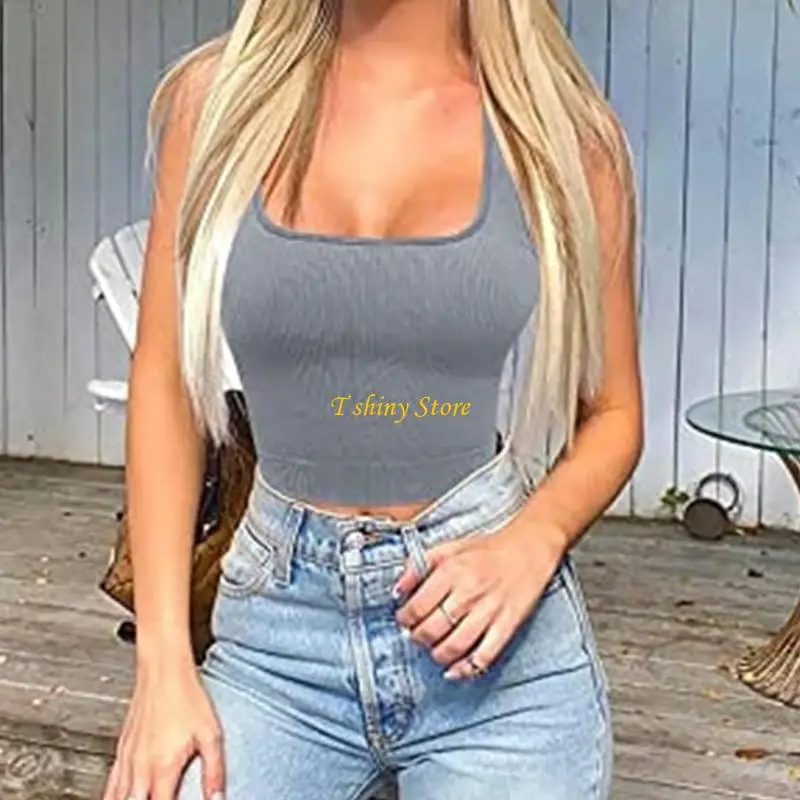 N58F قمة محصول مضلع عصري للنساء من قمم الخزانات المريحة والمتنفس #4